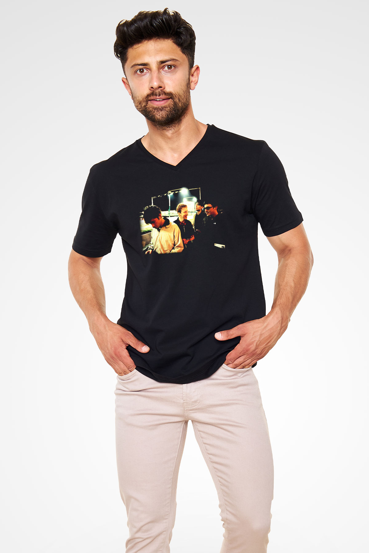 Blur Siyah Unisex V Yaka Tişört T-Shirt