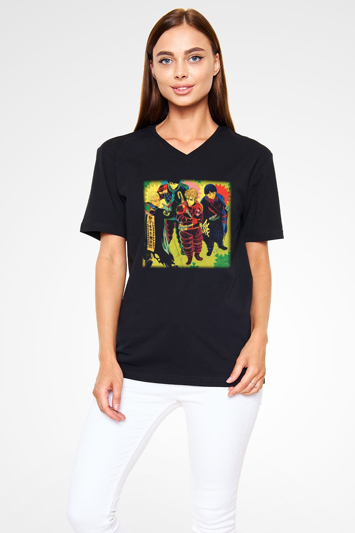 Blur Siyah Unisex V Yaka Tişört T-Shirt