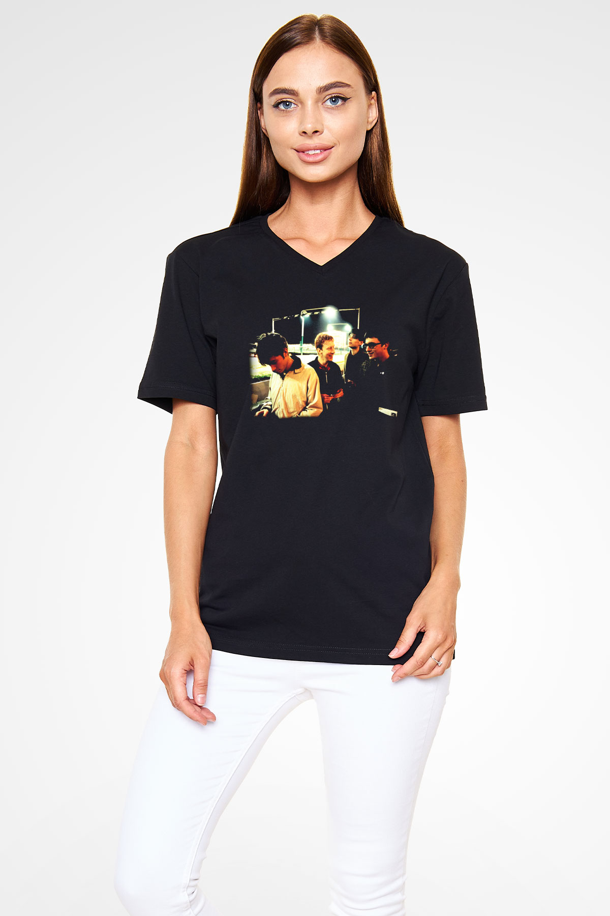 Blur Siyah Unisex V Yaka Tişört T-Shirt