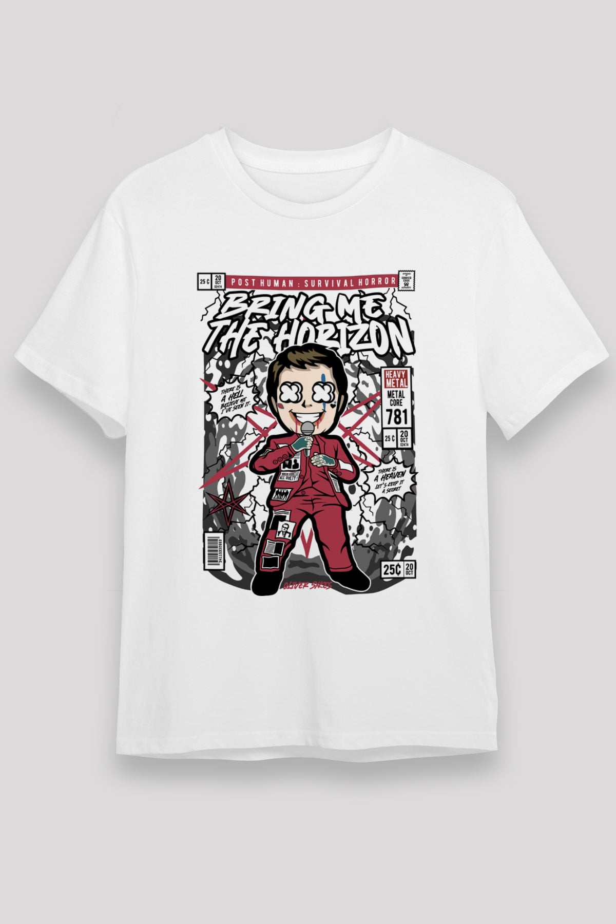 BMTH Baskılı Unisex Beyaz Tişört