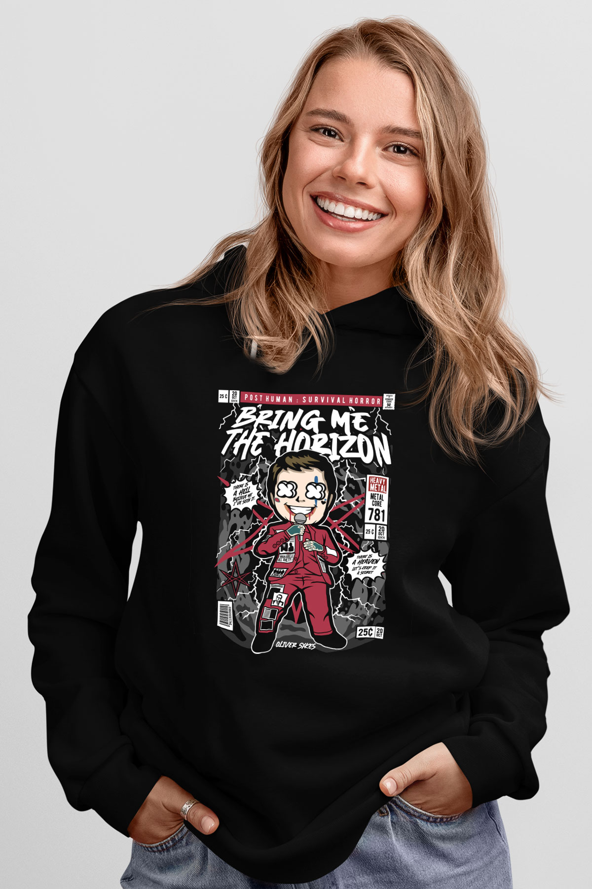 BMTH Baskılı Unisex Siyah Hoodie