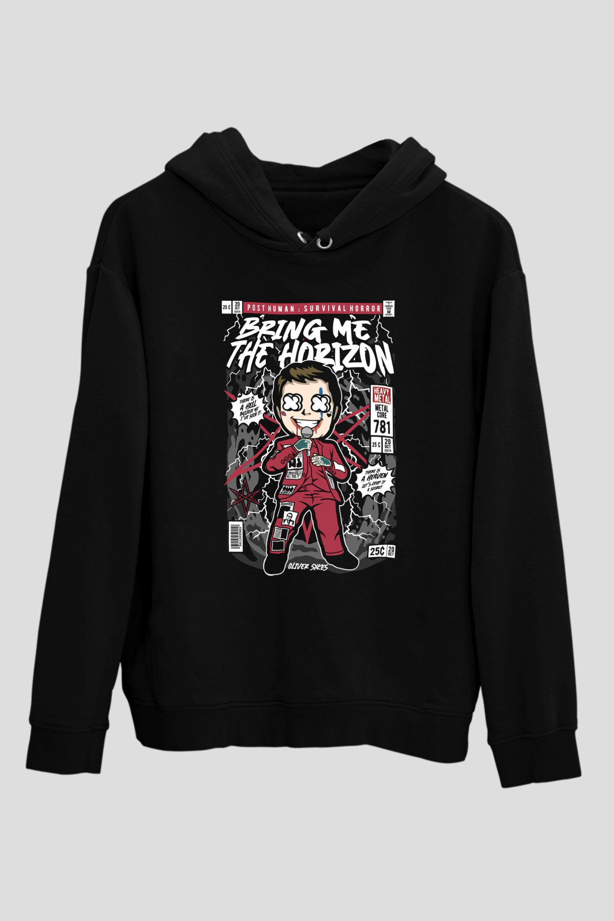 BMTH Baskılı Unisex Siyah Hoodie