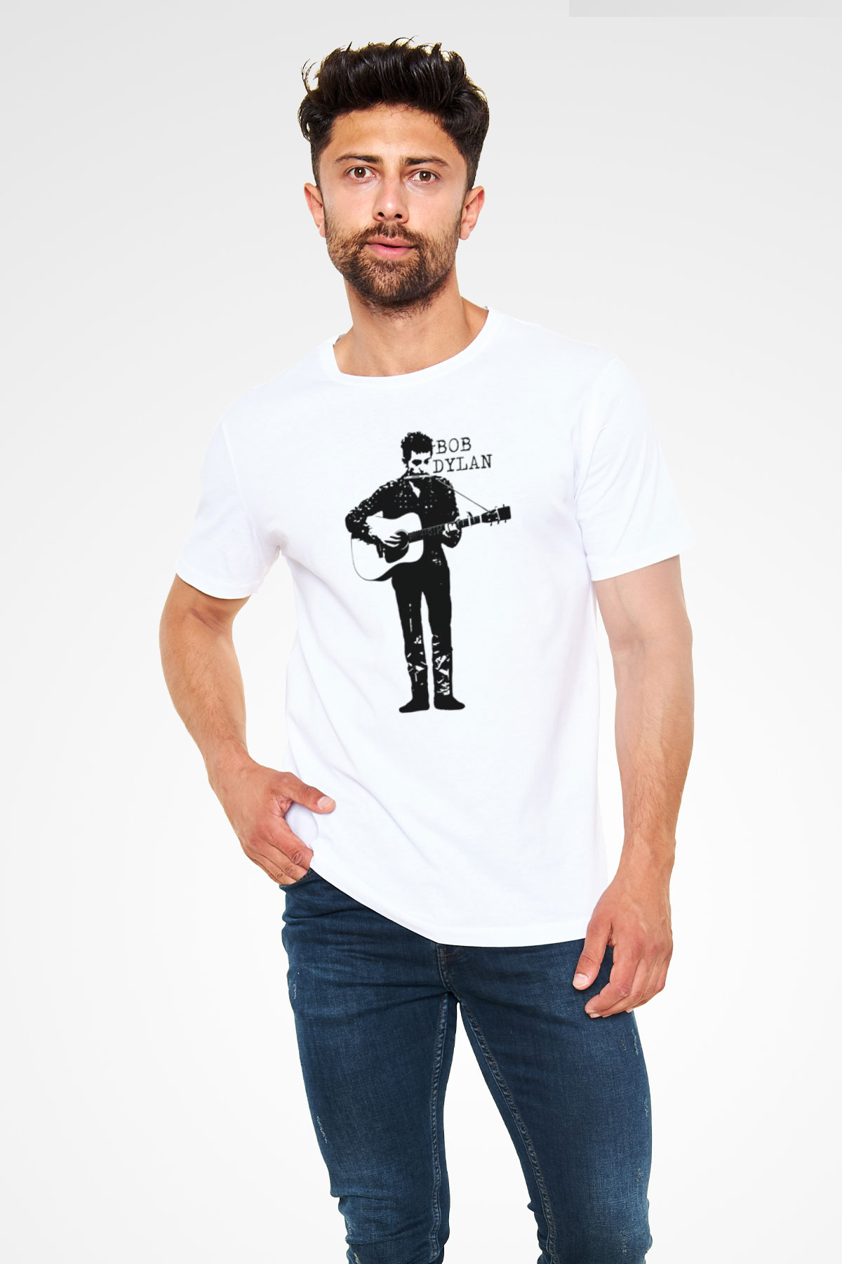 Bob Dylan Beyaz Unisex Tişört T-Shirt - TişörtFabrikası