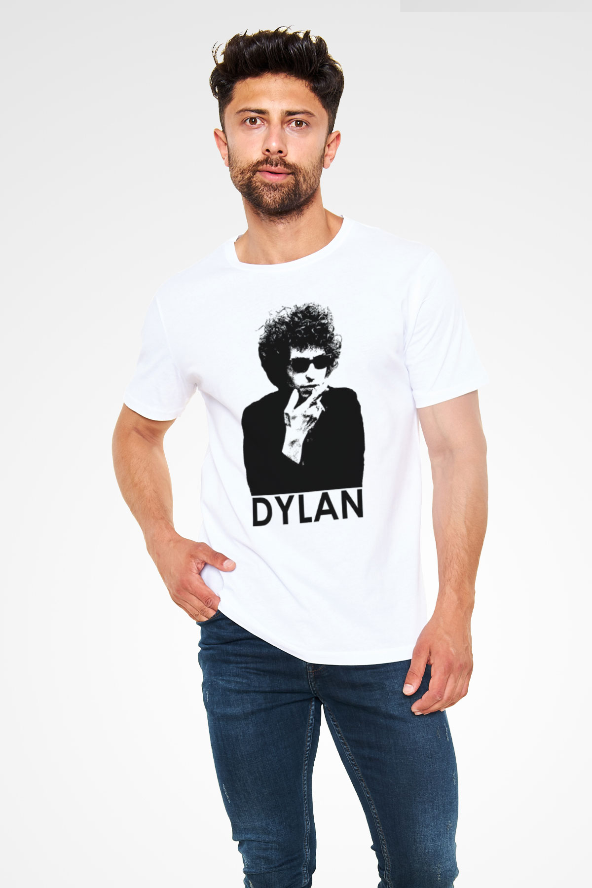 Bob Dylan Beyaz Unisex Tişört T-Shirt - TişörtFabrikası