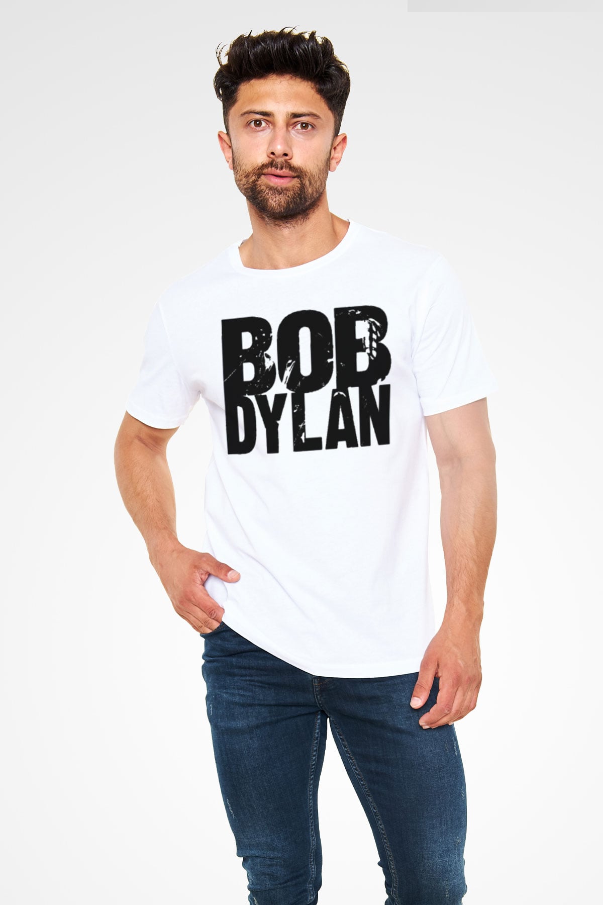 Bob Dylan Beyaz Unisex Tişört T-Shirt - TişörtFabrikası