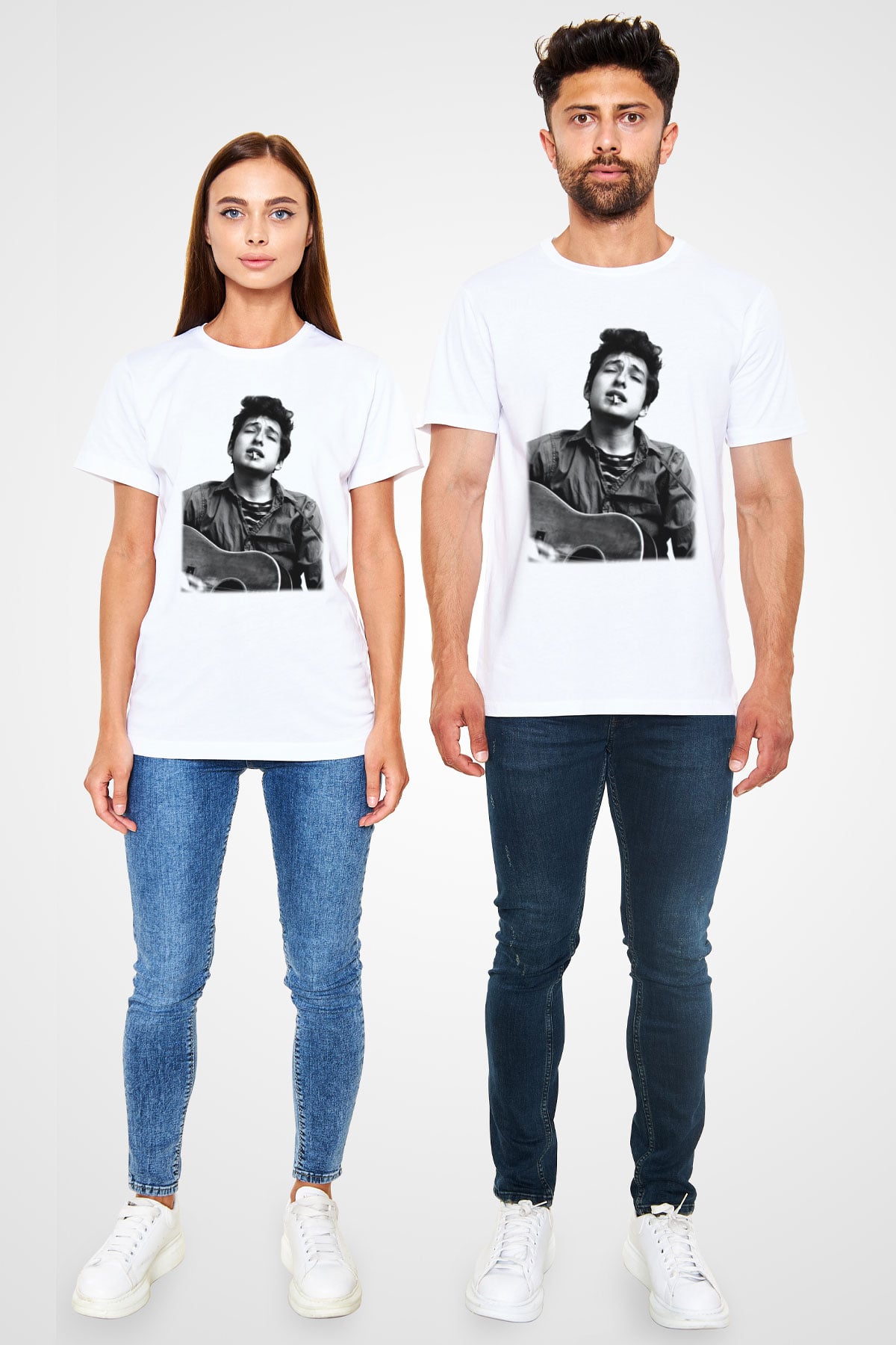 Bob Dylan Beyaz Unisex Tişört T-Shirt - TişörtFabrikası