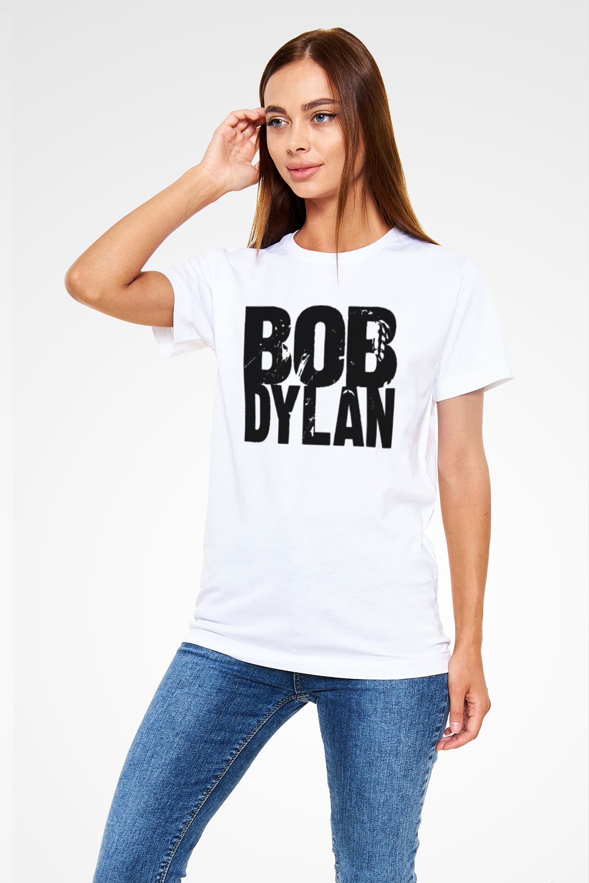 Bob Dylan Beyaz Unisex Tişört T-Shirt - TişörtFabrikası