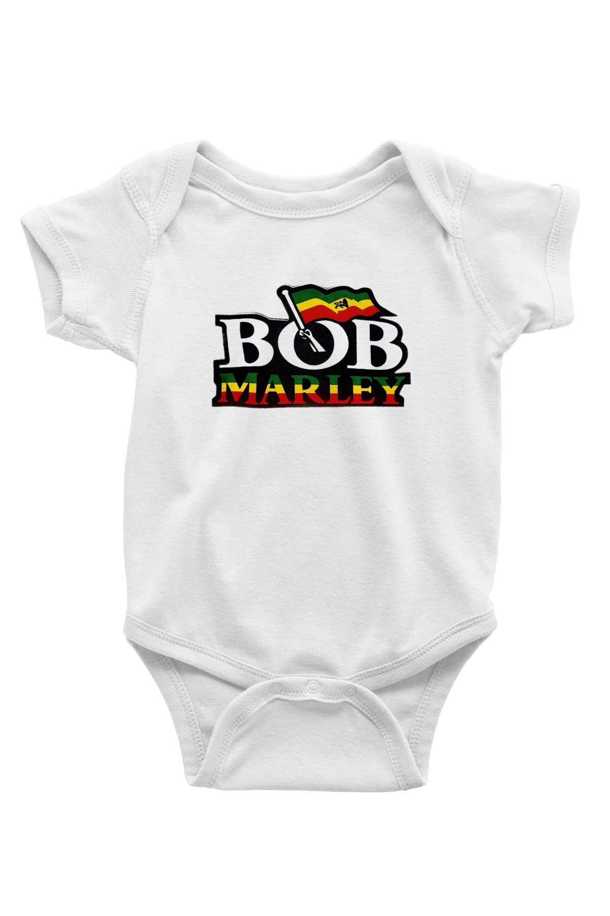 Bob Marley Baskılı Beyaz Unisex Bebek Body - Zıbın