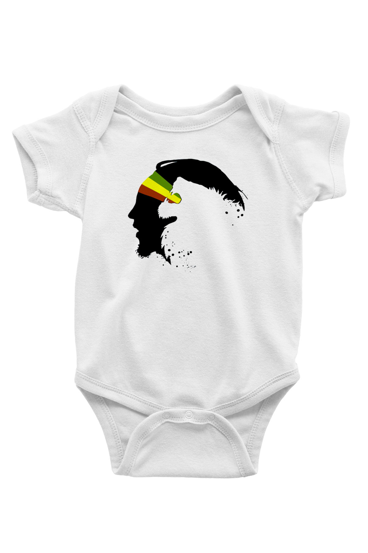 Bob Marley Baskılı Beyaz Unisex Bebek Body - Zıbın