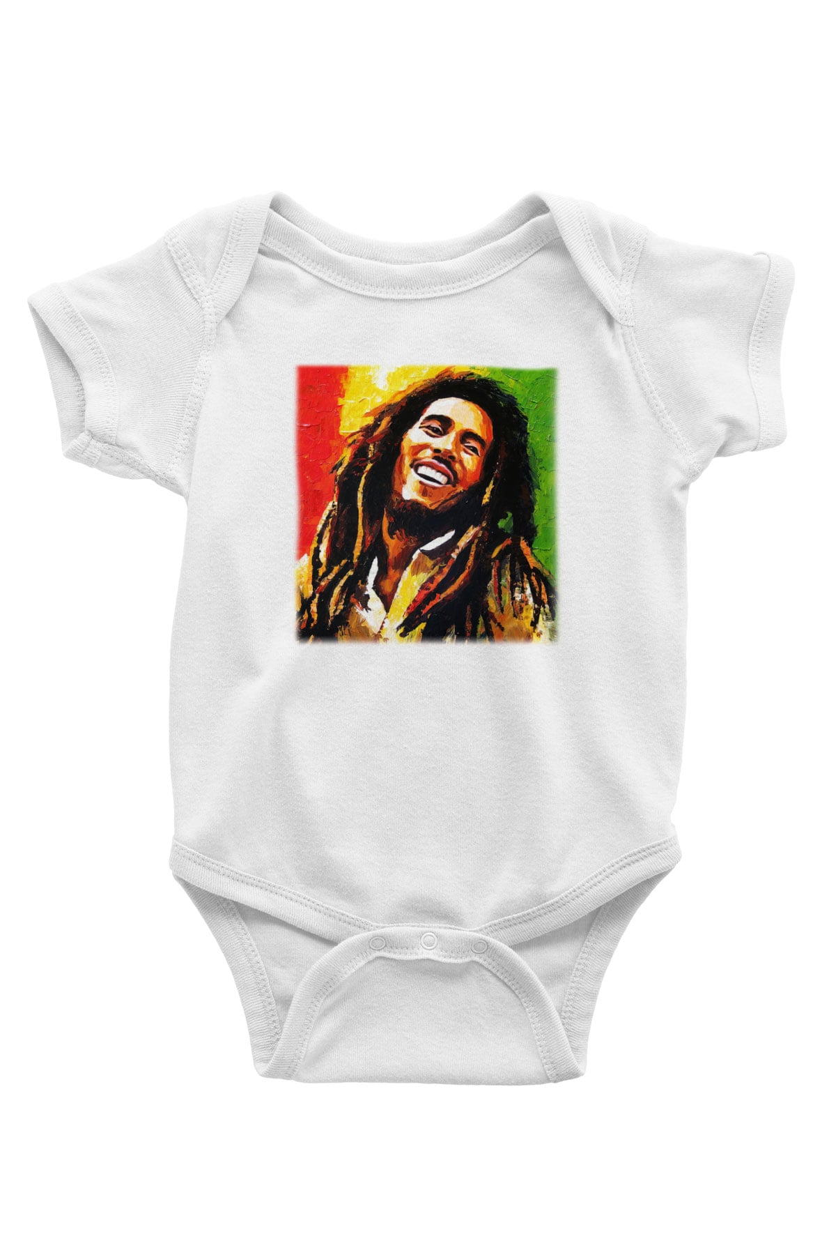 Bob Marley Baskılı Beyaz Unisex Bebek Body - Zıbın
