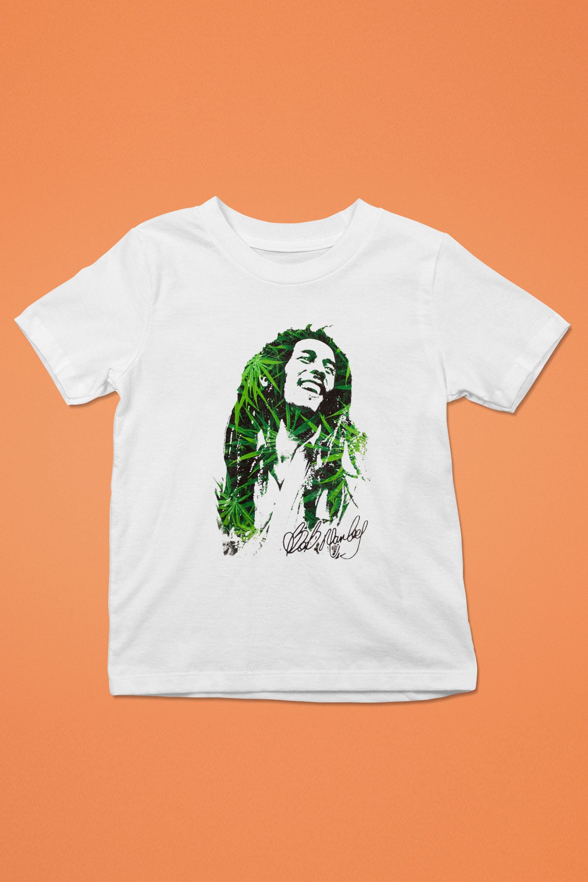 Bob Marley Baskılı Beyaz Unisex Çocuk Tişört