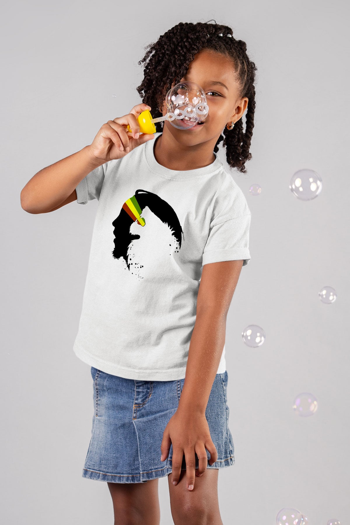 Bob Marley Baskılı Beyaz Unisex Çocuk Tişört