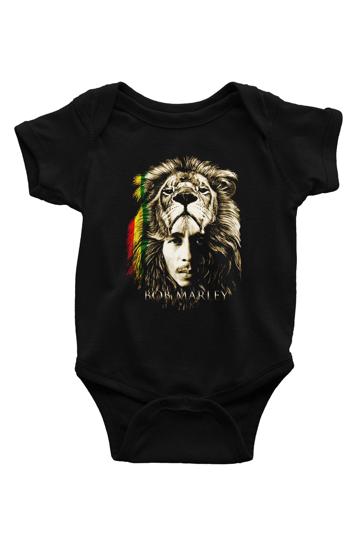 Bob Marley Baskılı Siyah Bebek Body - Zıbın