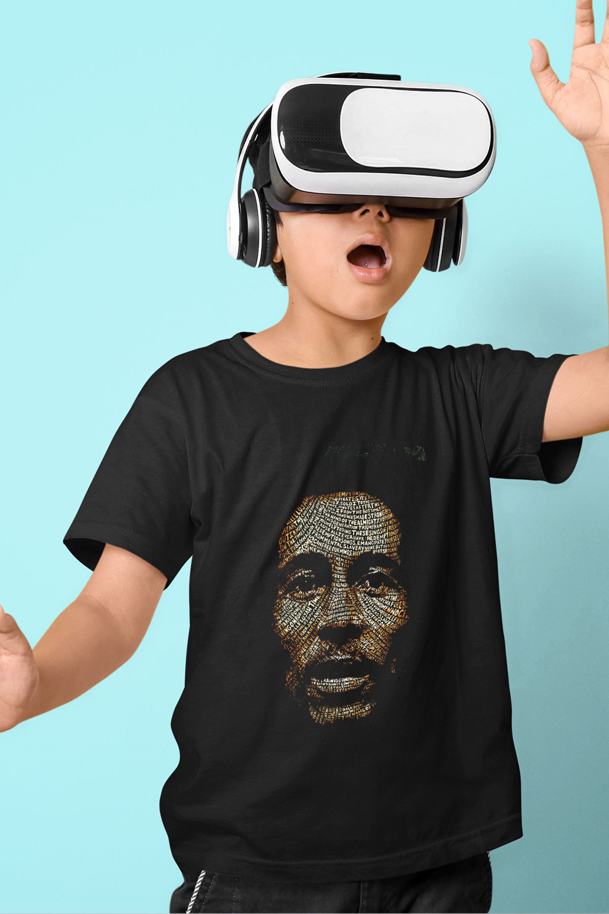 Bob Marley Baskılı Siyah Unisex Çocuk Tişört