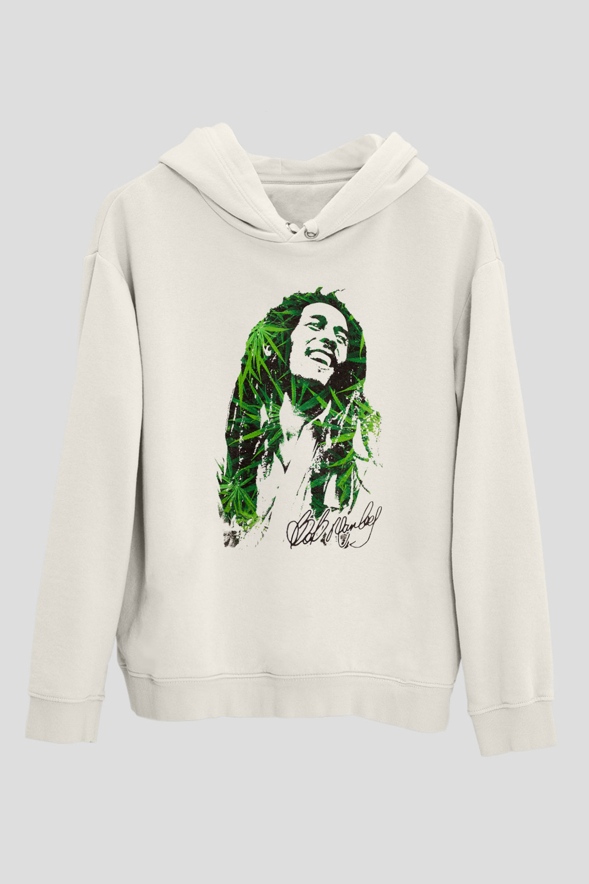 Bob Marley Beyaz Unisex Kapşonlu Sweatshirt