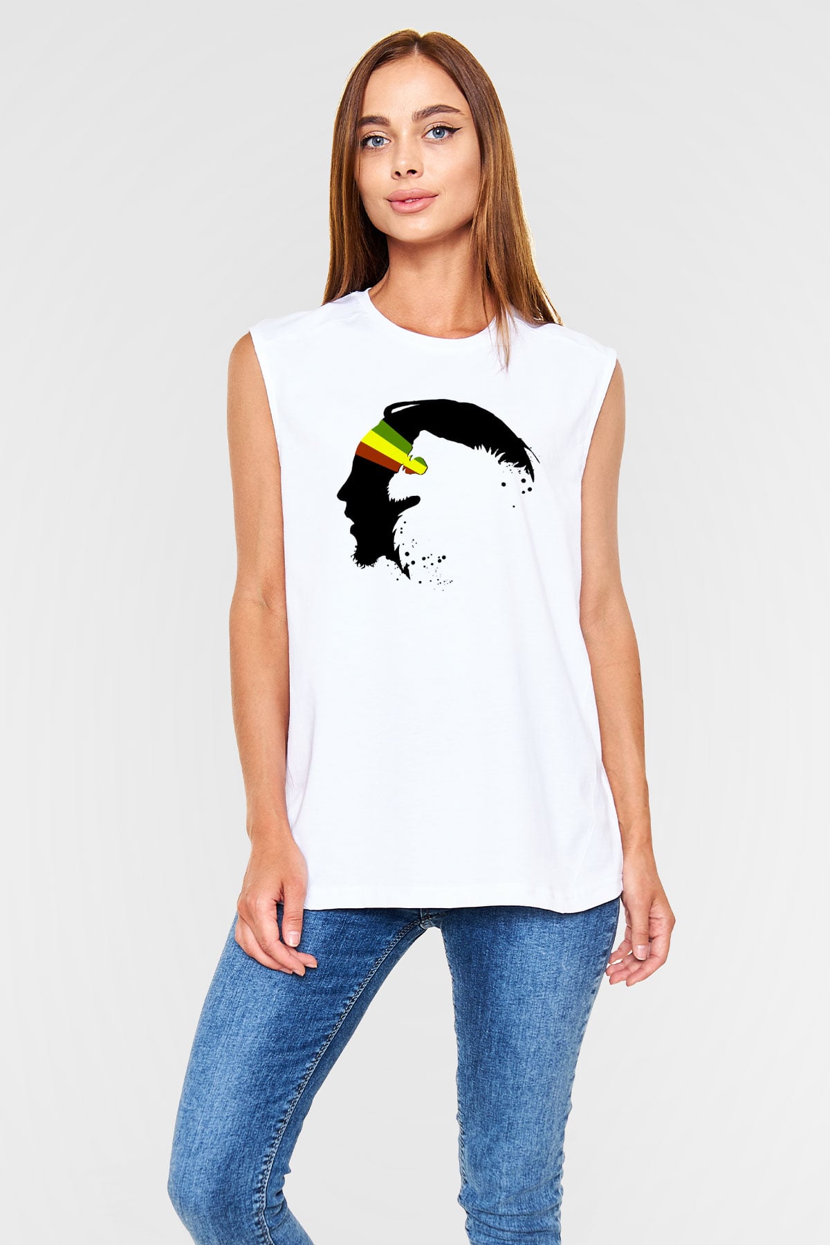 Bob Marley Beyaz Unisex Kolsuz Tişört
