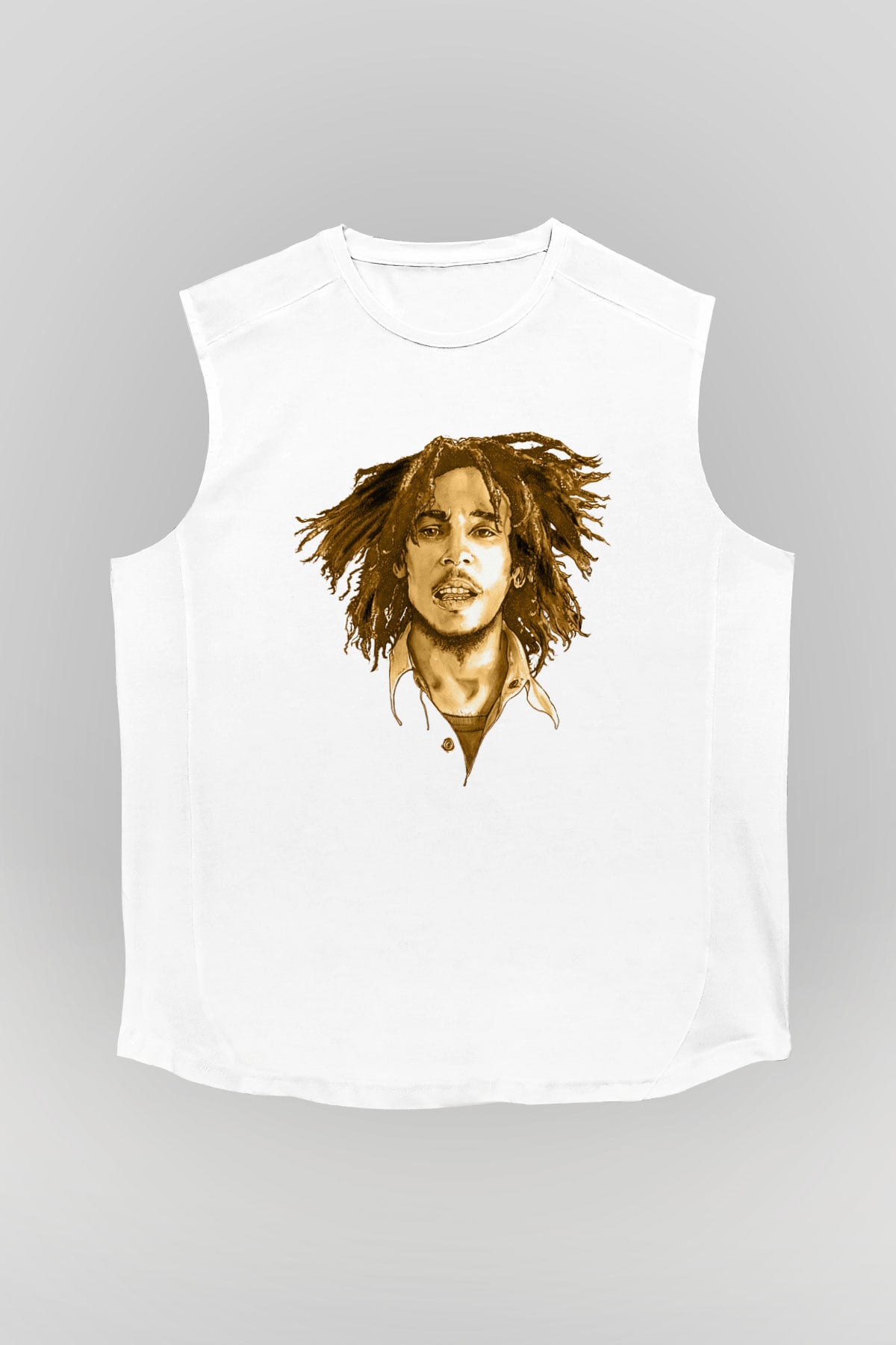 Bob Marley Beyaz Unisex Kolsuz Tişört