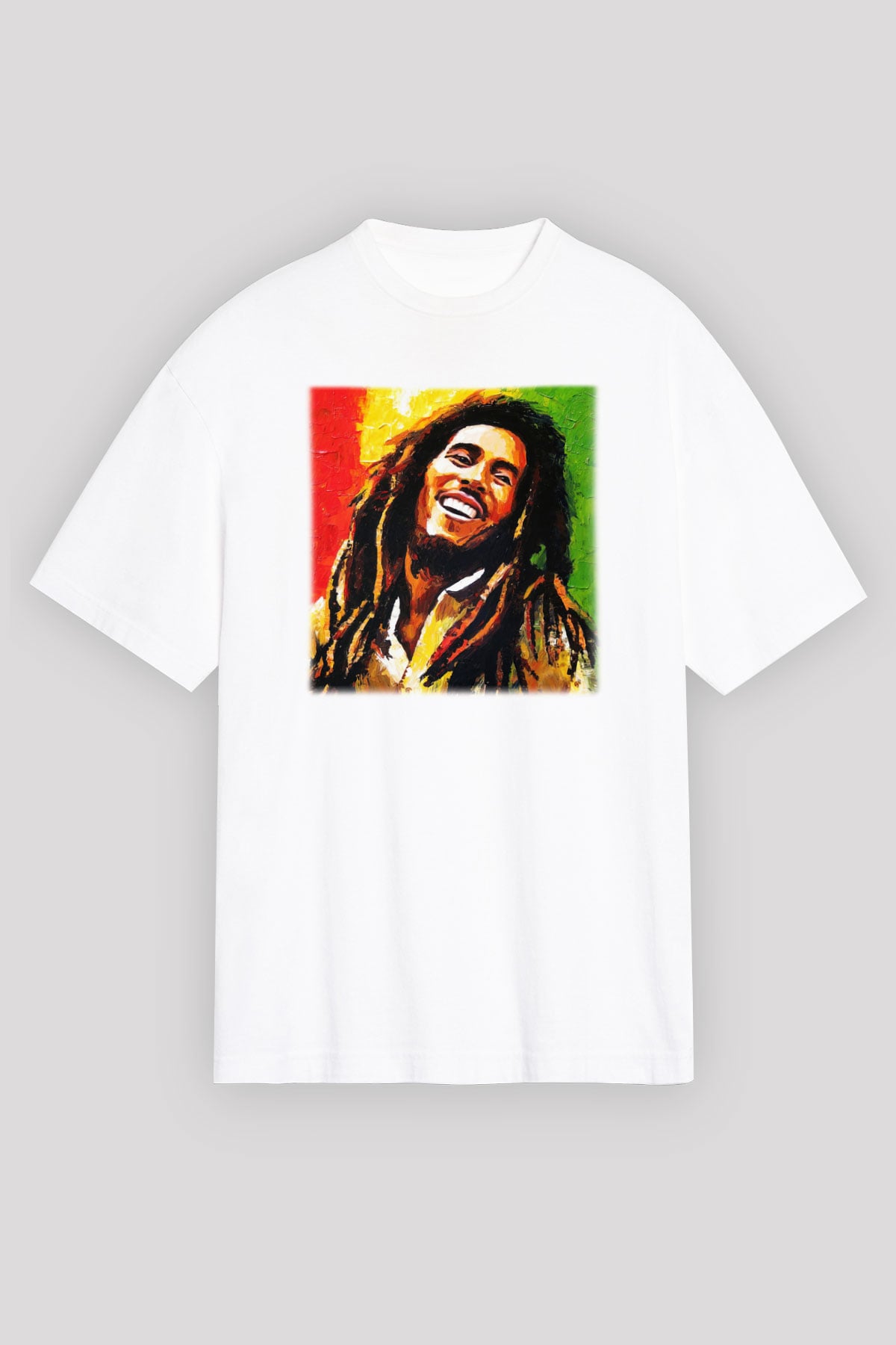 Bob Marley Beyaz Unisex Oversize Tişört T-Shirt