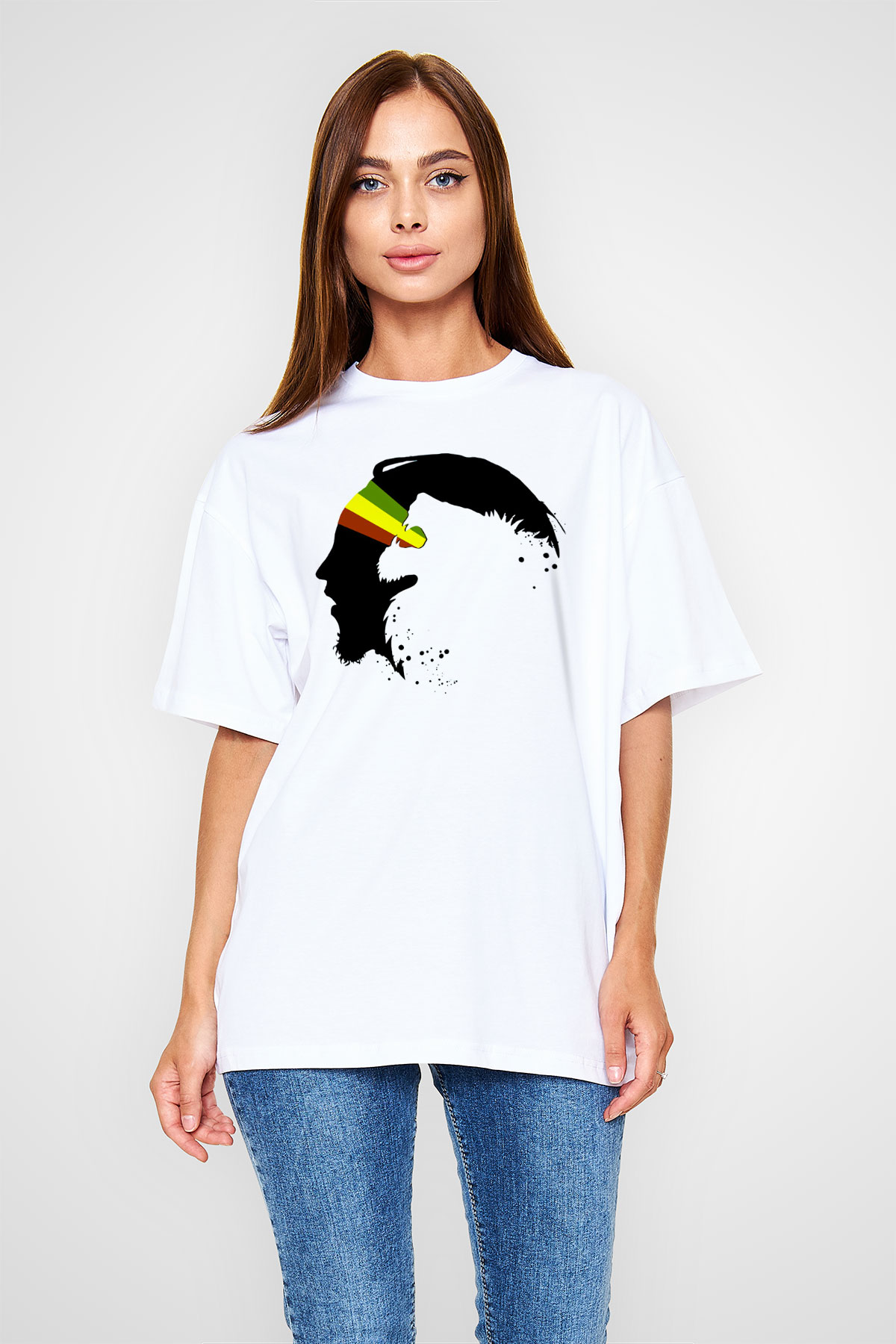 Bob Marley Beyaz Unisex Oversize Tişört T-Shirt
