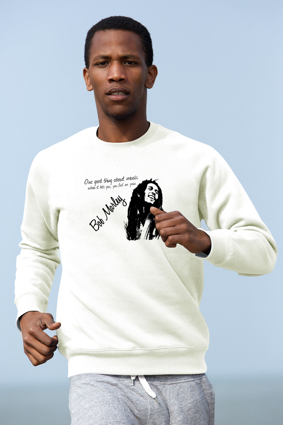 Bob Marley Beyaz Unisex Sweatshirt