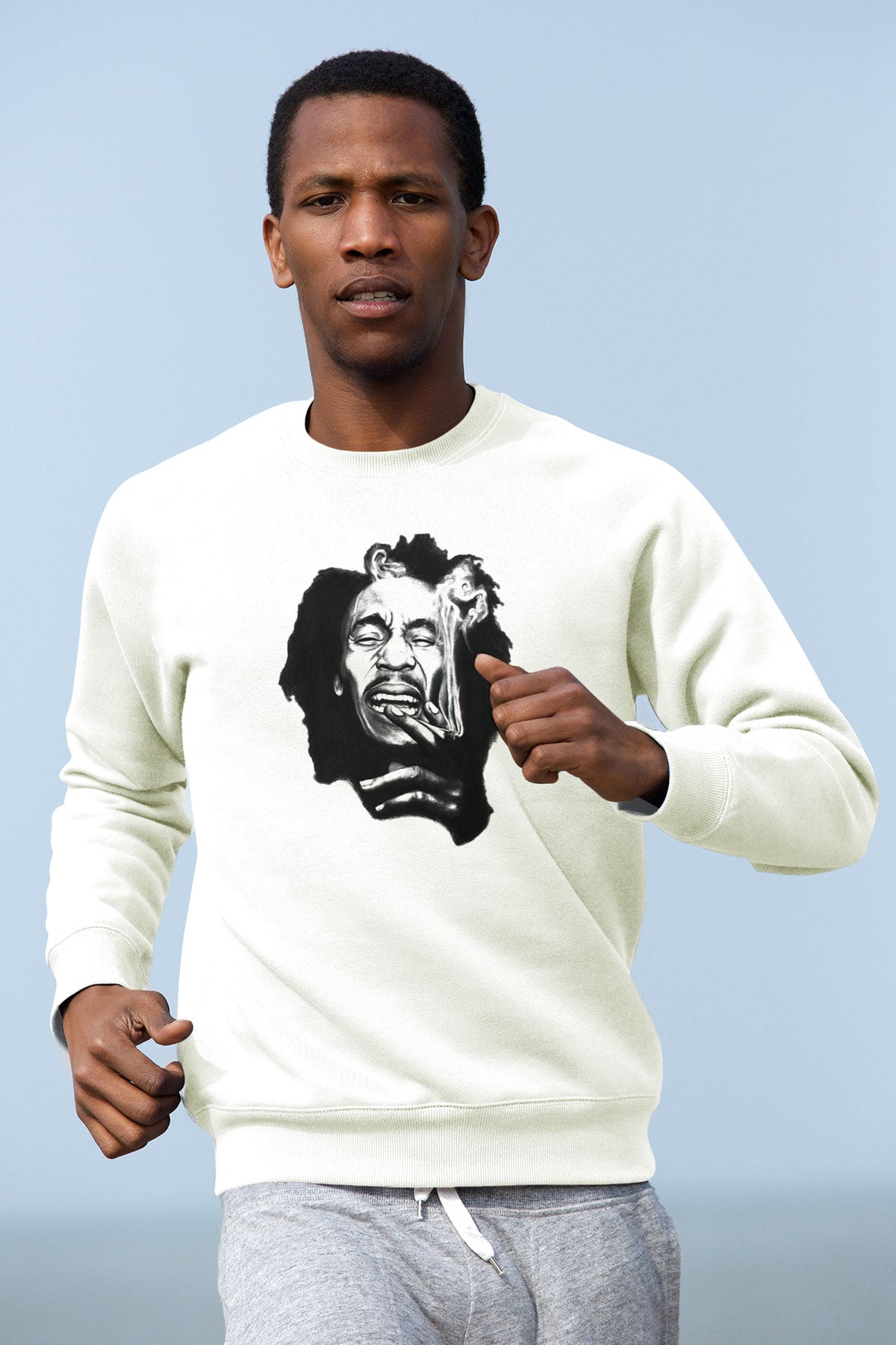 Bob Marley Beyaz Unisex Sweatshirt