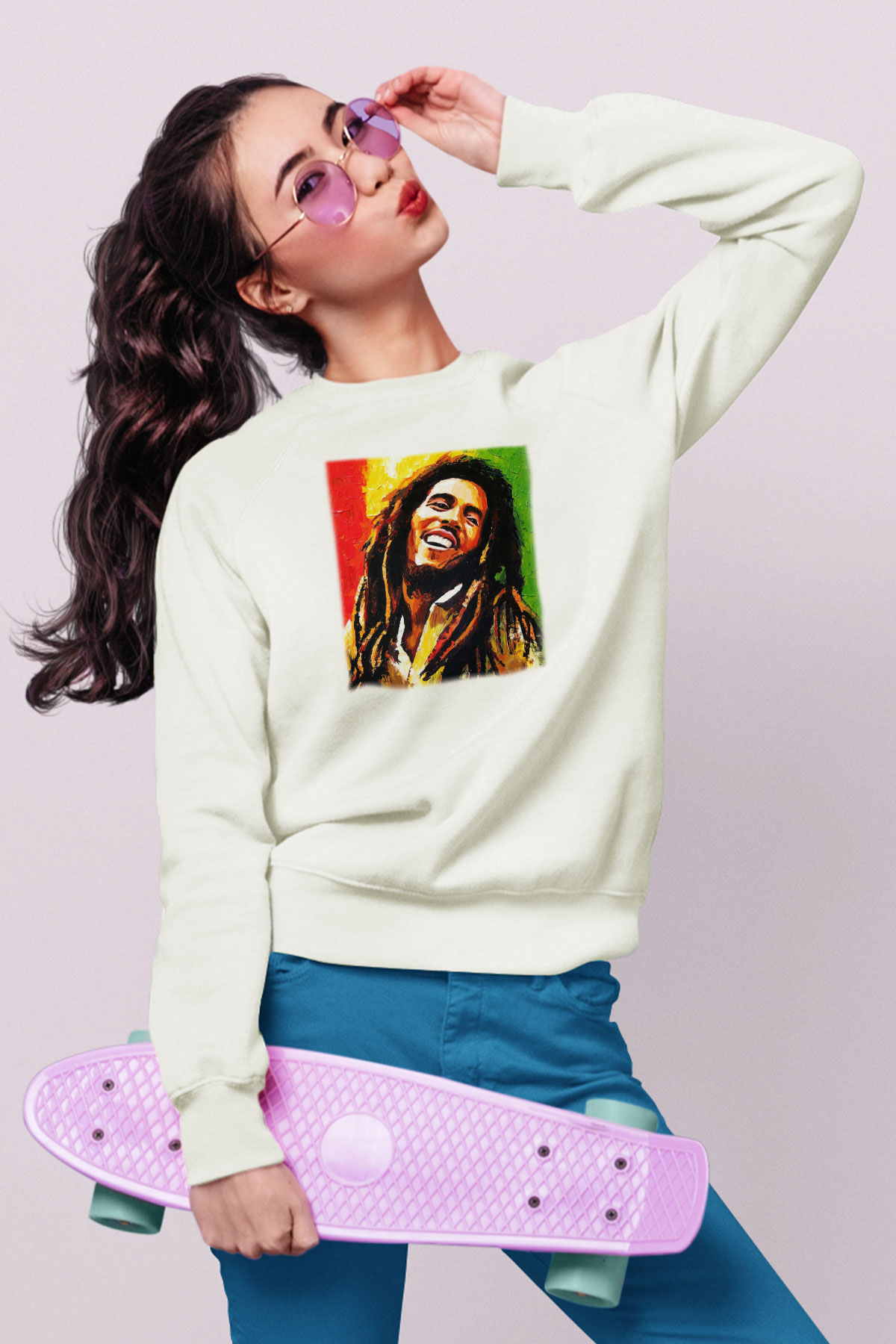 Bob Marley Beyaz Unisex Sweatshirt