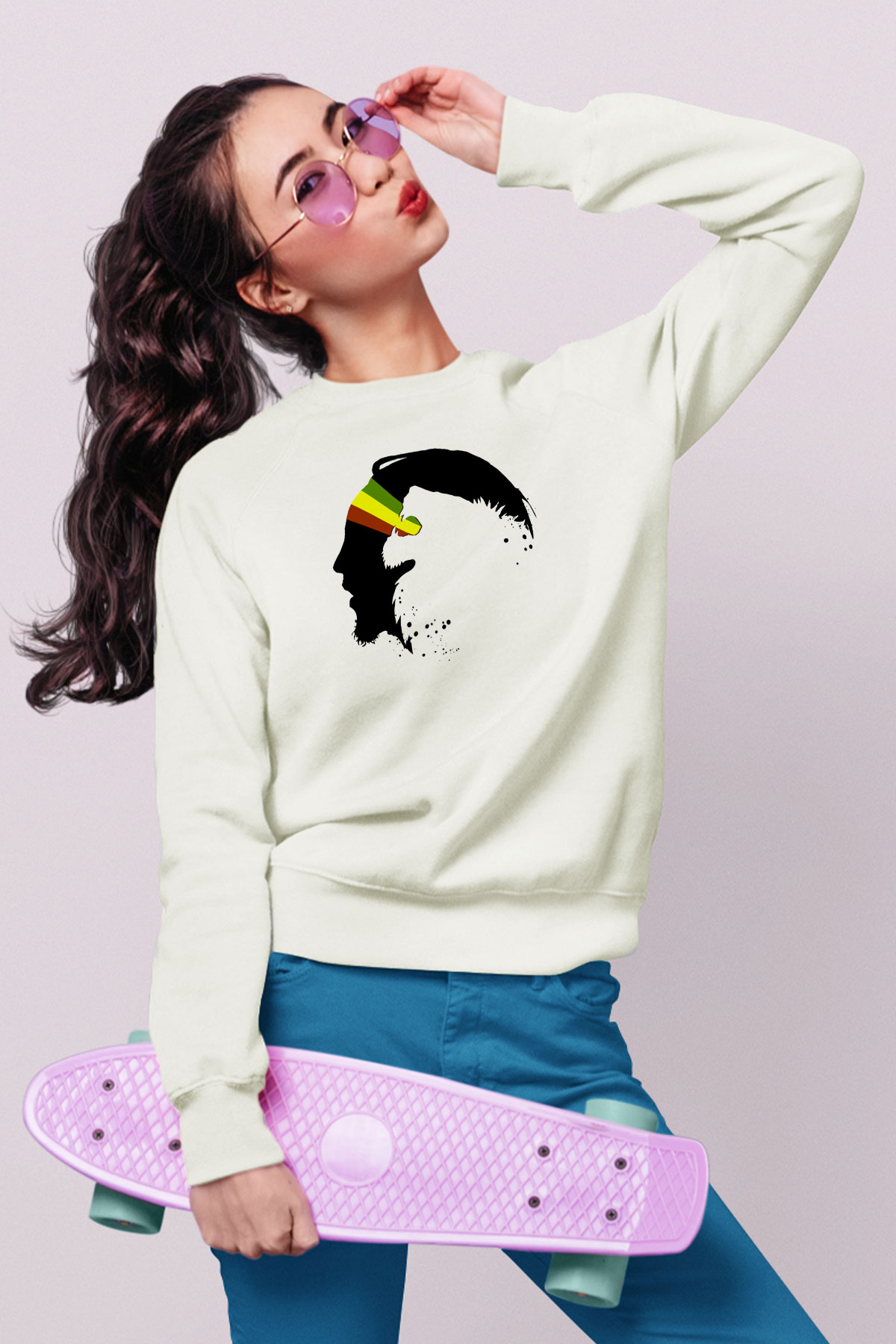 Bob Marley Beyaz Unisex Sweatshirt