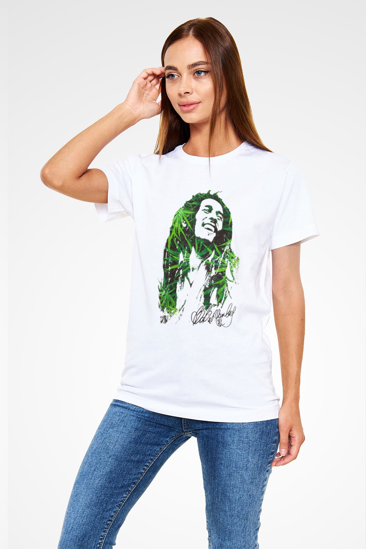 Bob Marley Beyaz Unisex Tişört T-Shirt - TişörtFabrikası