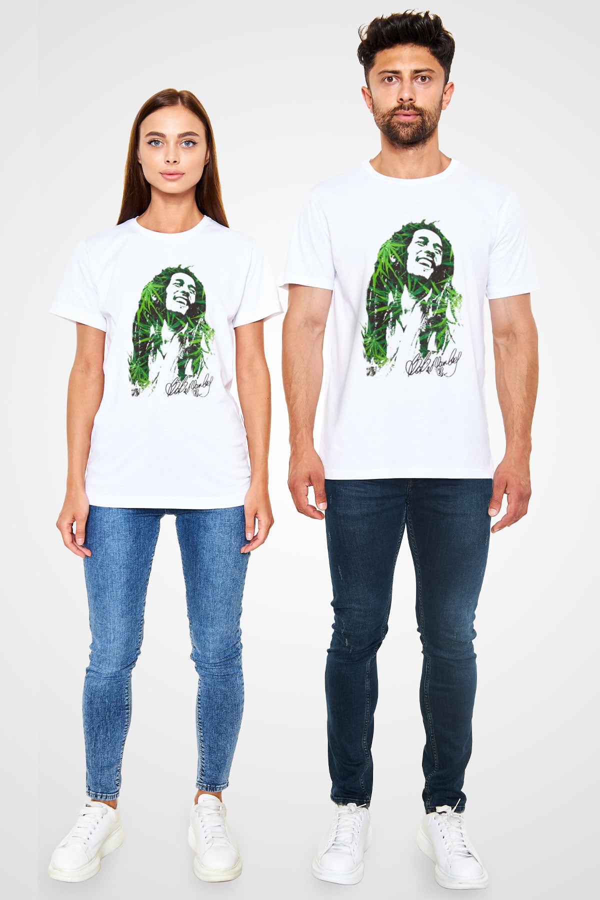 Bob Marley Beyaz Unisex Tişört T-Shirt - TişörtFabrikası