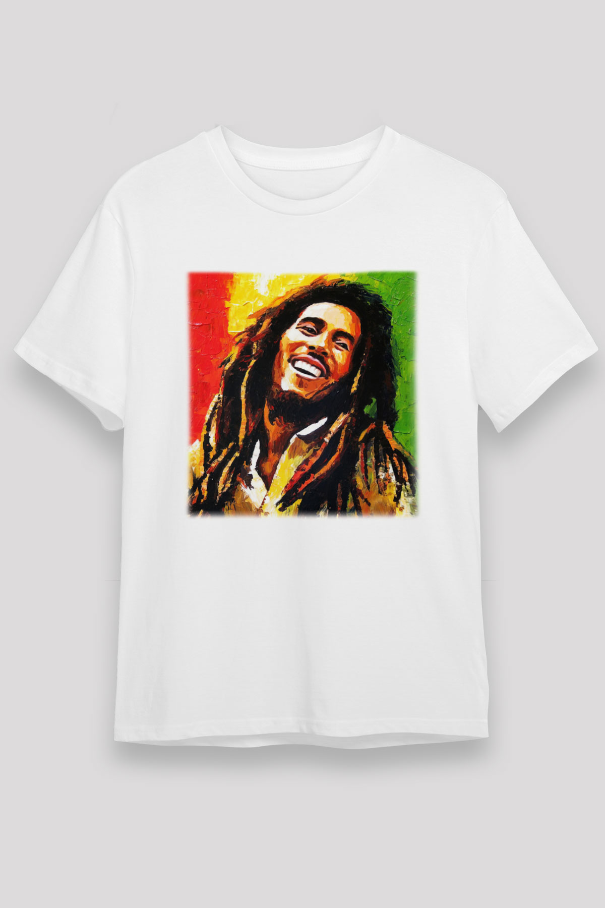 Bob Marley Beyaz Unisex Tişört T-Shirt - TişörtFabrikası