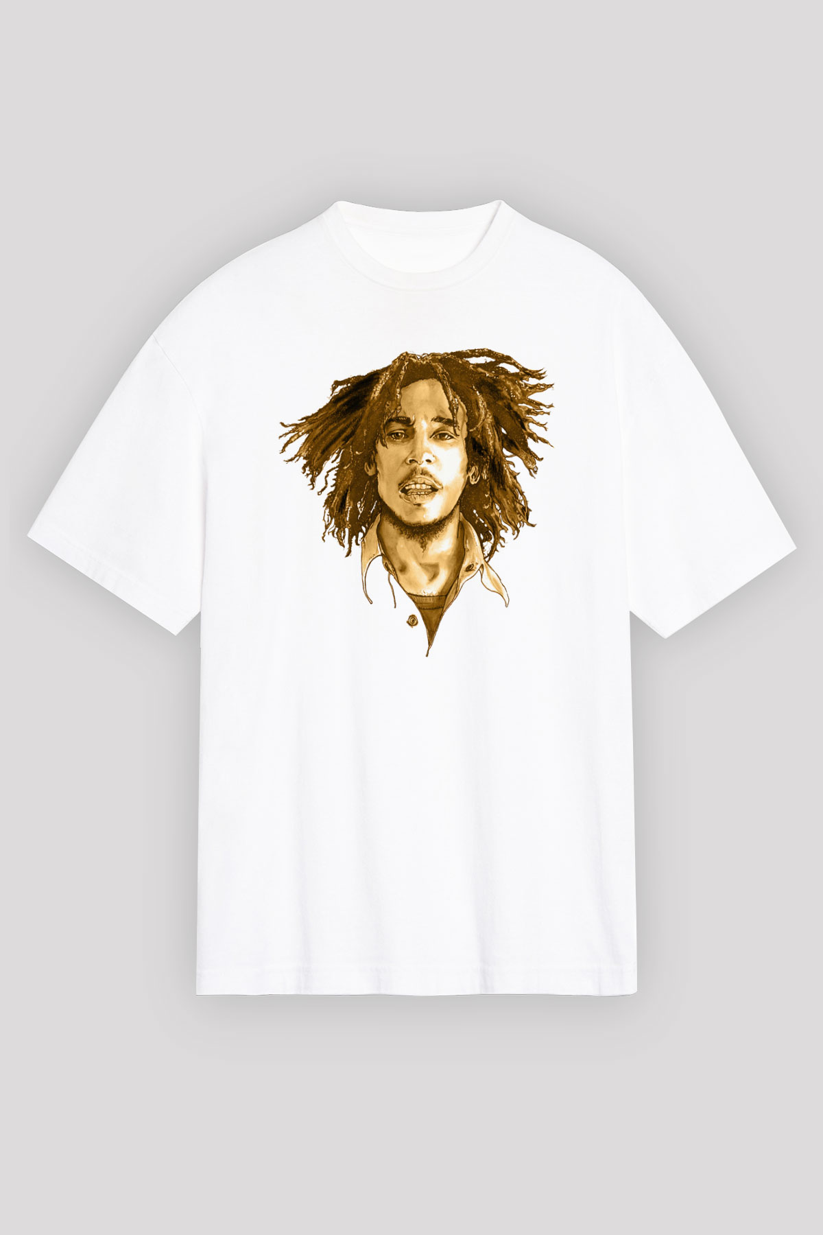 Bob Marley Beyaz Oversize Tişört Oversize T-shirt - TişörtFabrikası
