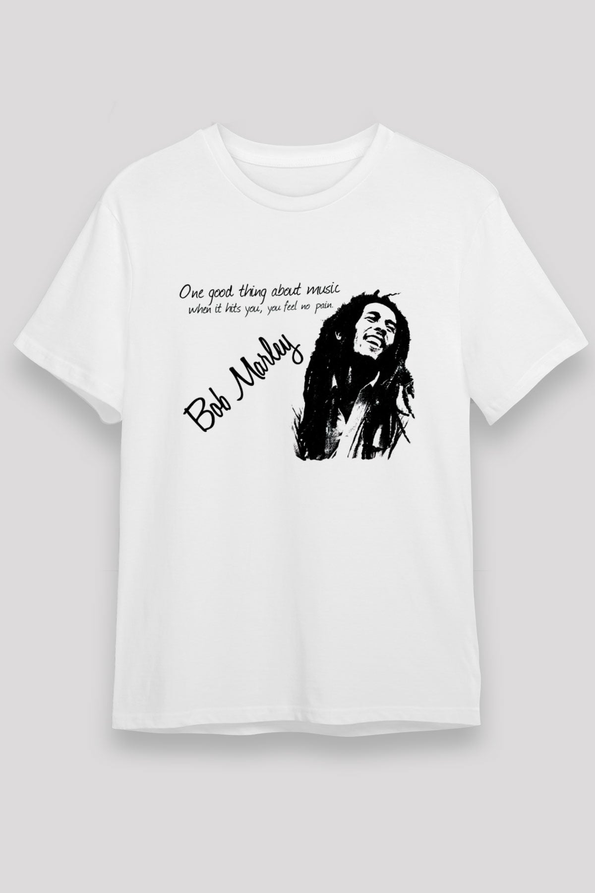 Bob Marley Beyaz Unisex Tişört T-Shirt - TişörtFabrikası