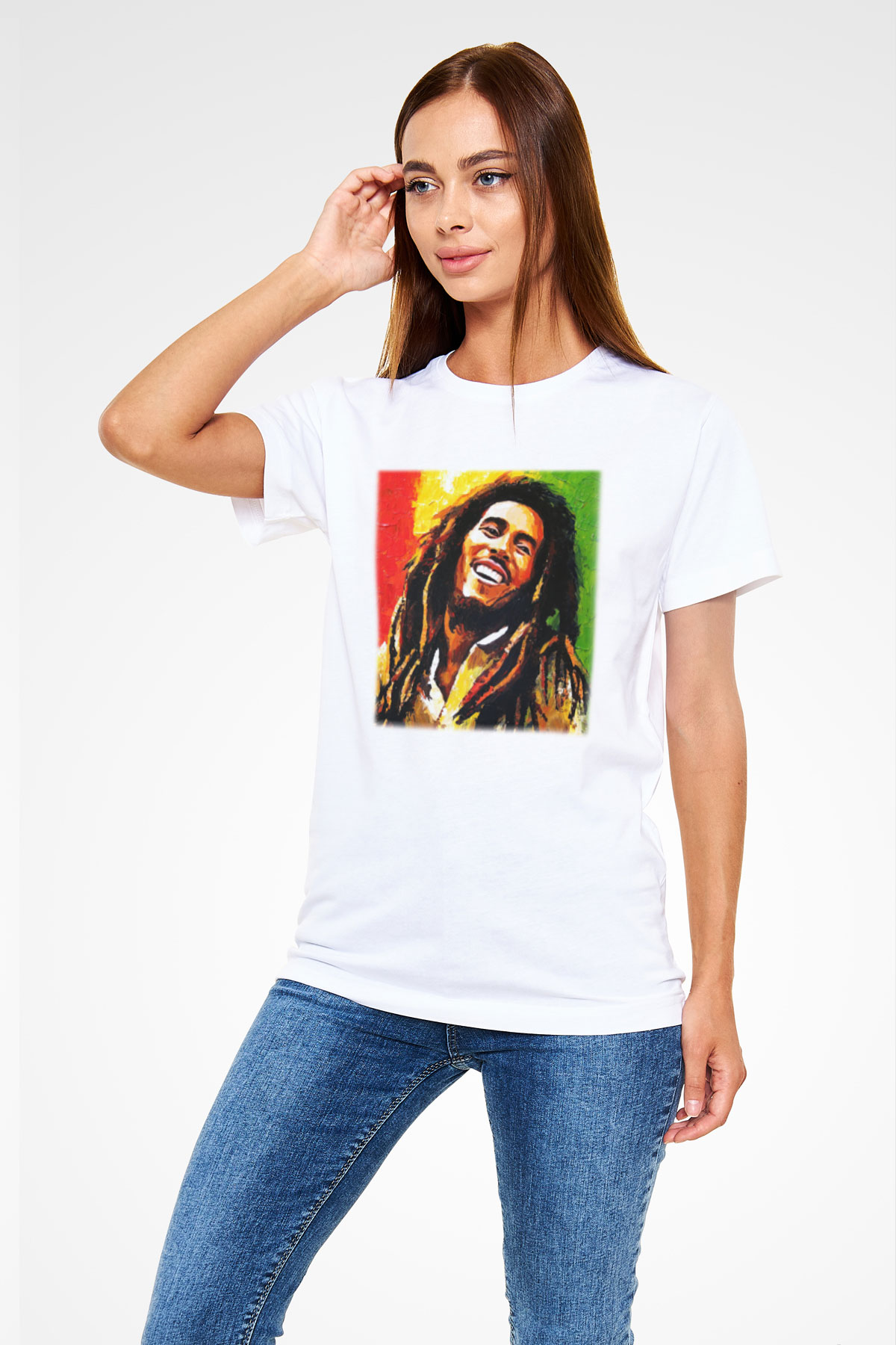 Bob Marley Beyaz Unisex Tişört T-Shirt - TişörtFabrikası