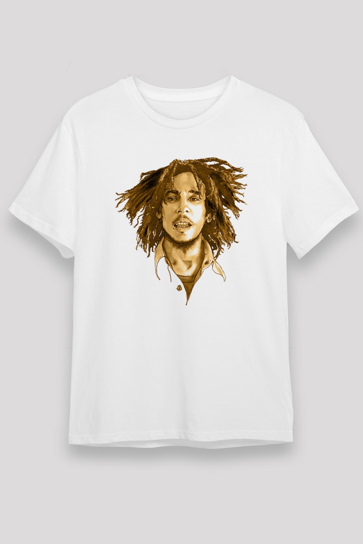 Bob Marley Beyaz Unisex Tişört T-Shirt - TişörtFabrikası
