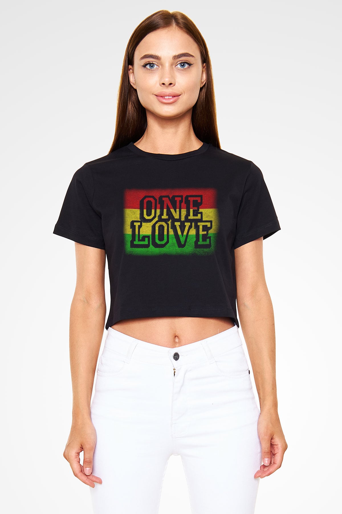 Bob Marley Siyah Crop Top Tişört