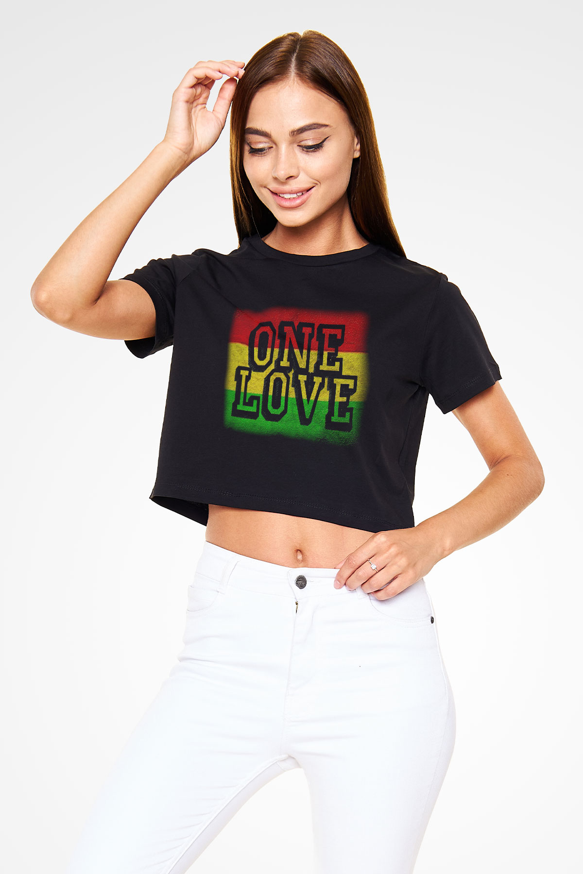 Bob Marley Siyah Crop Top Tişört