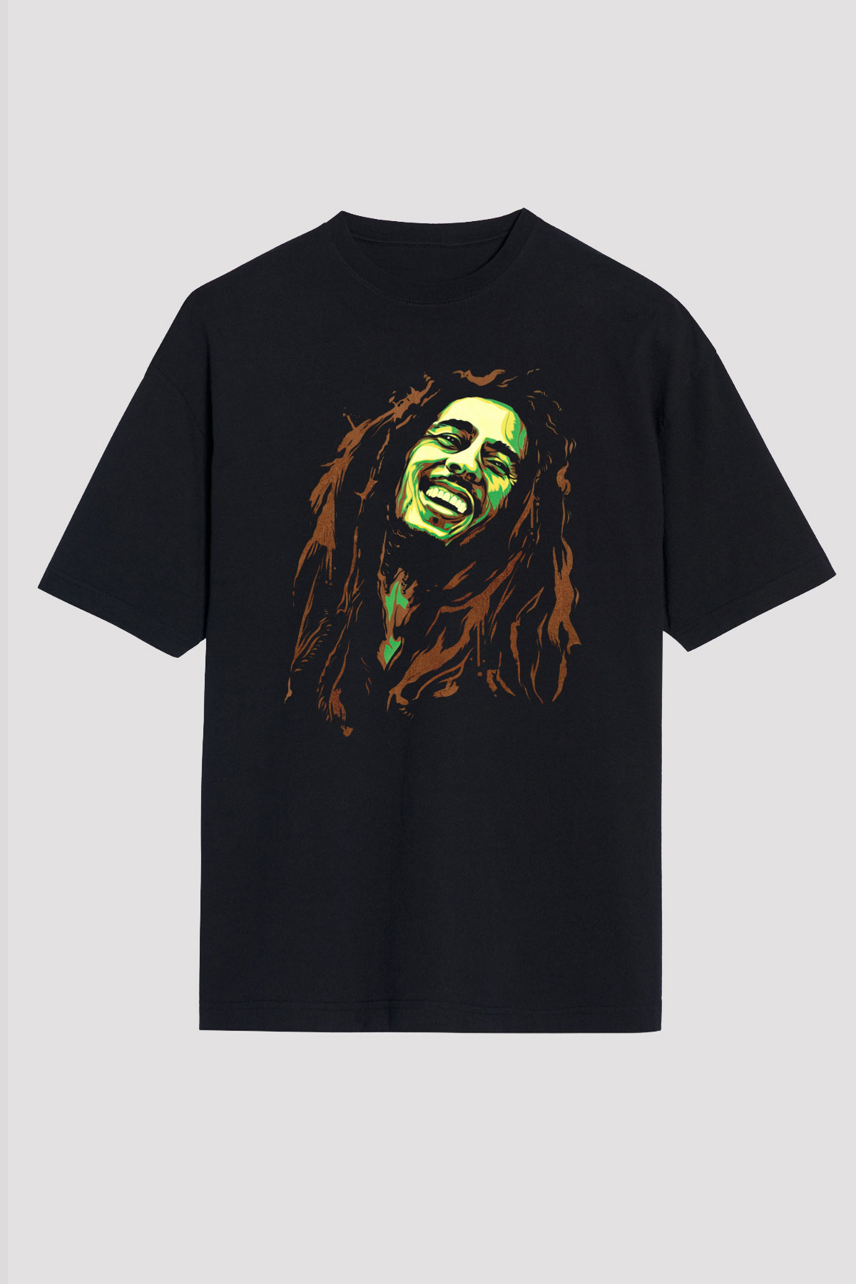 Bob Marley Siyah Unisex Oversize Tişört T-Shirt