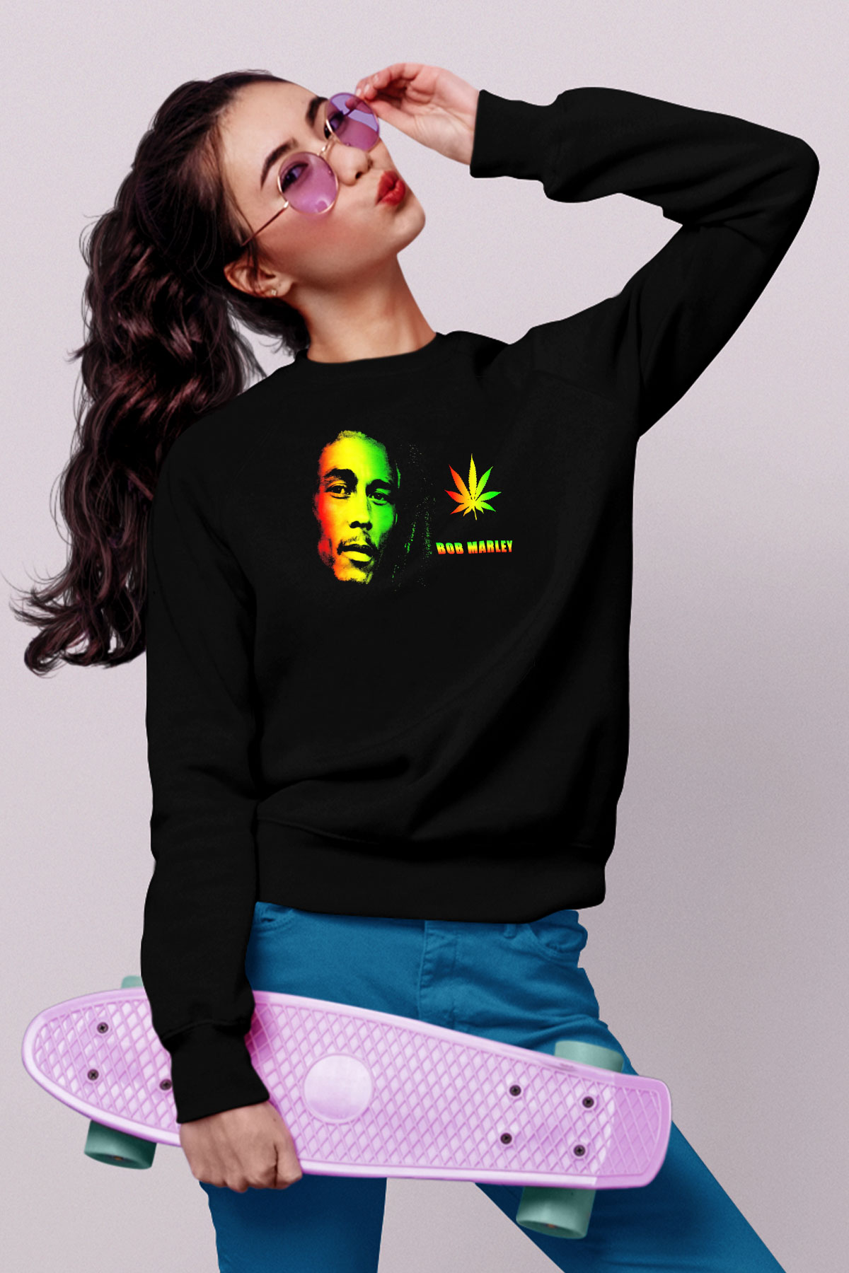 Bob Marley Siyah Unisex Sweatshirt