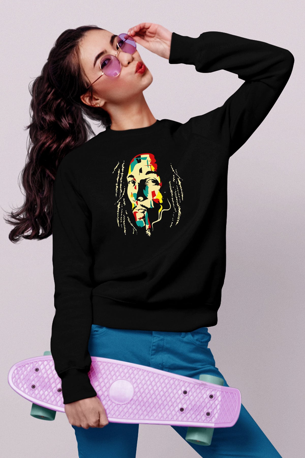 Bob Marley Siyah Unisex Sweatshirt