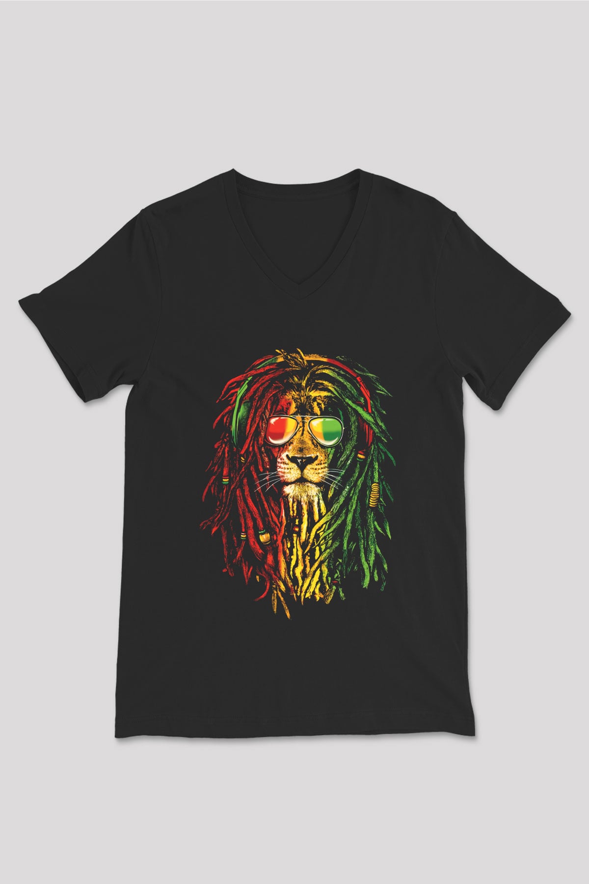 Bob Marley Siyah Unisex V Yaka Tişört T-Shirt