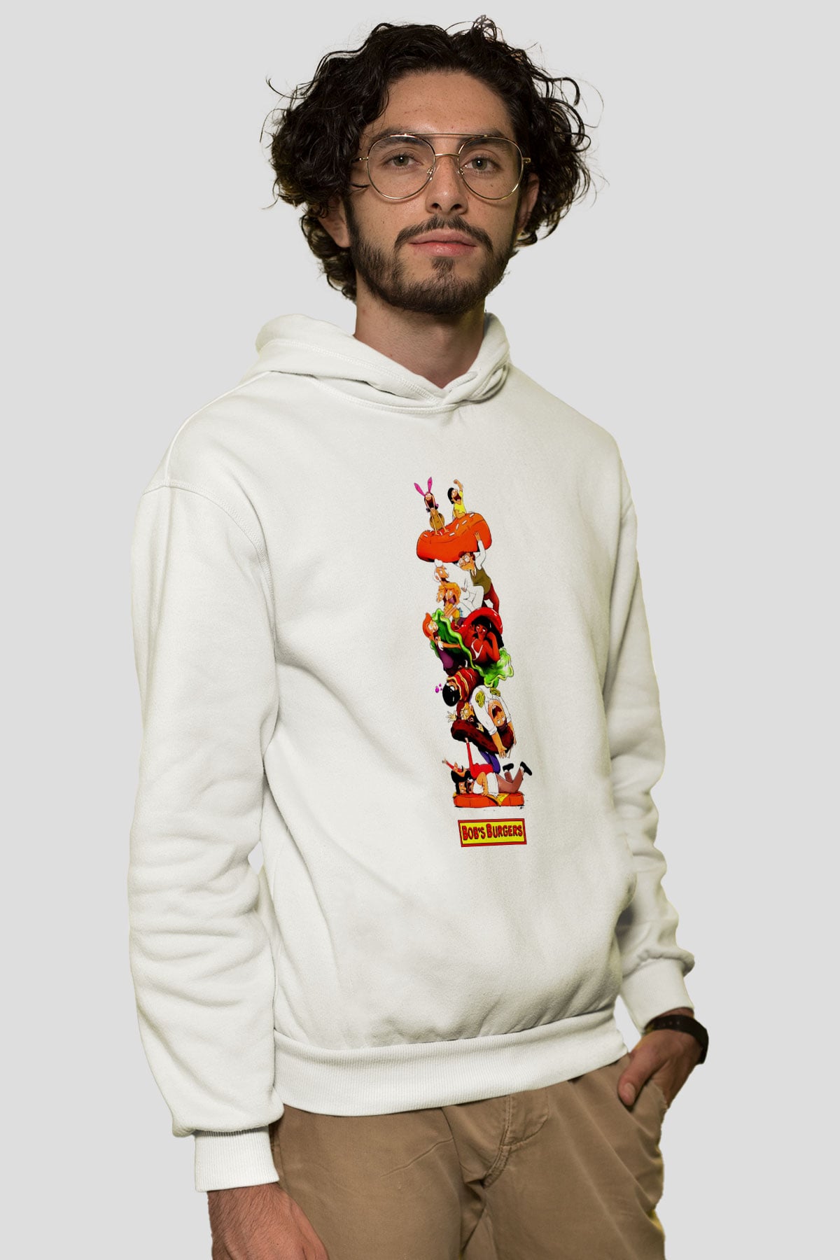 Bobs Burgers Beyaz Unisex Hoodie