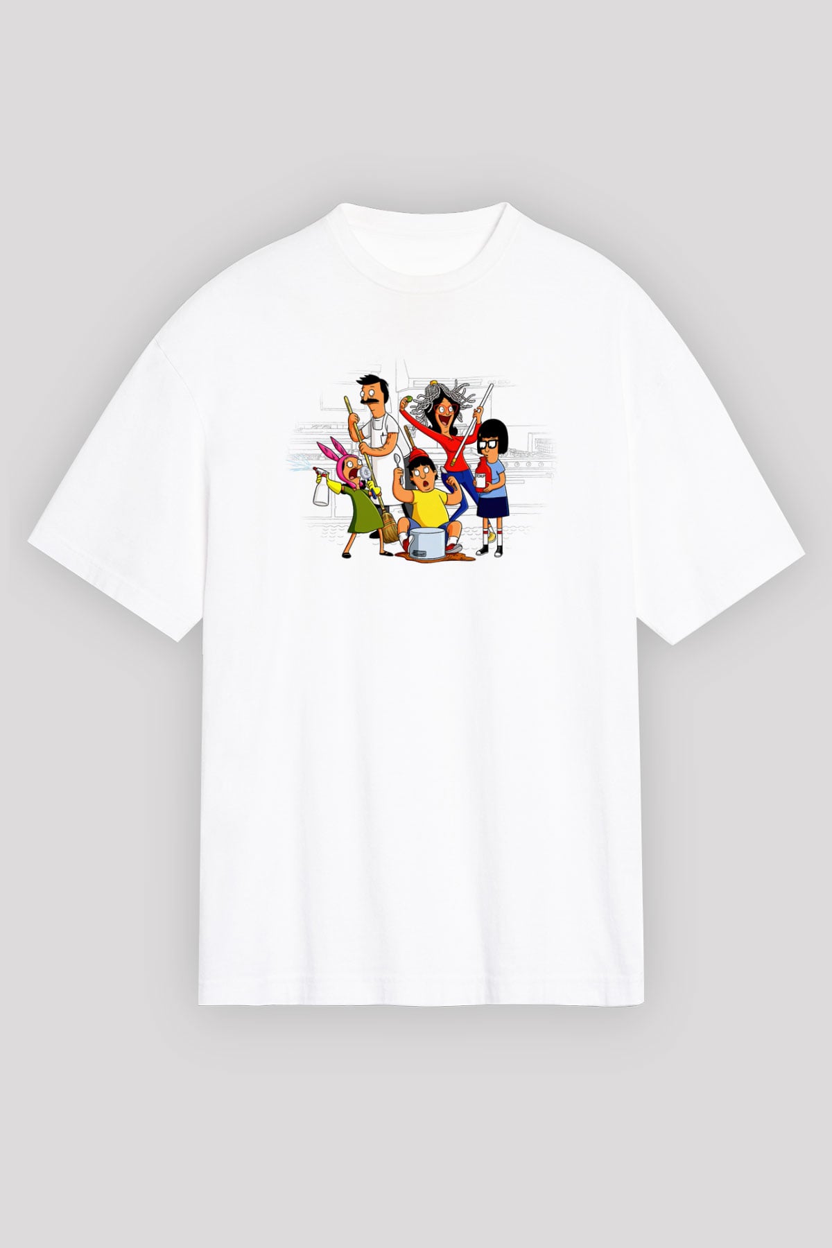 Bobs Burgers Beyaz Oversize Tişört Oversize T-shirt