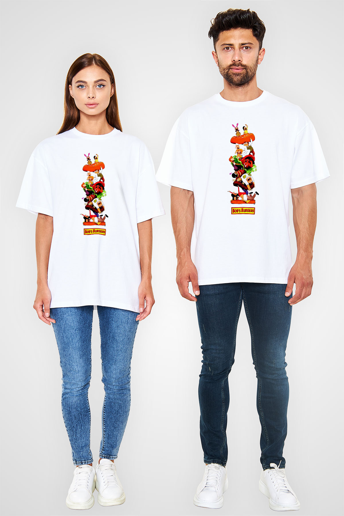 Bobs Burgers Beyaz Oversize Tişört Oversize T-shirt
