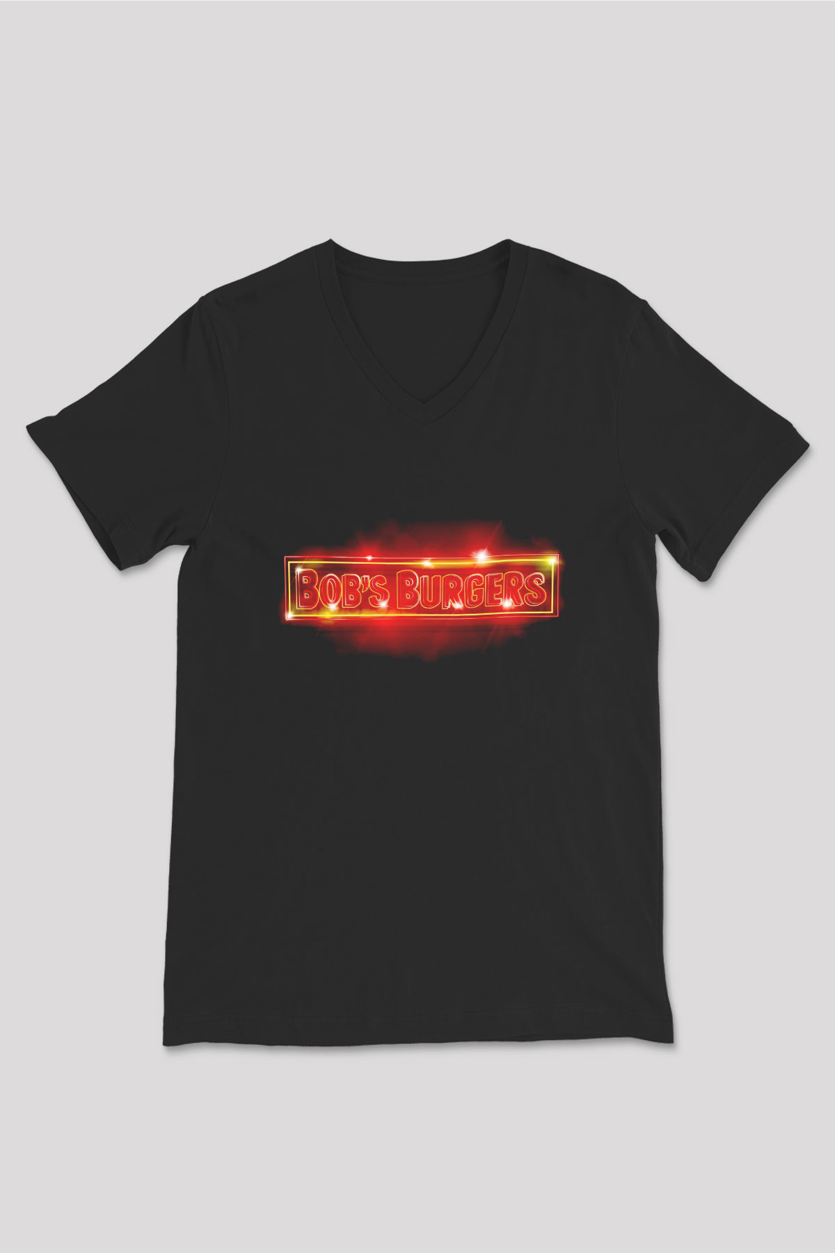 Bobs Burgers Siyah Unisex V Yaka Tişört