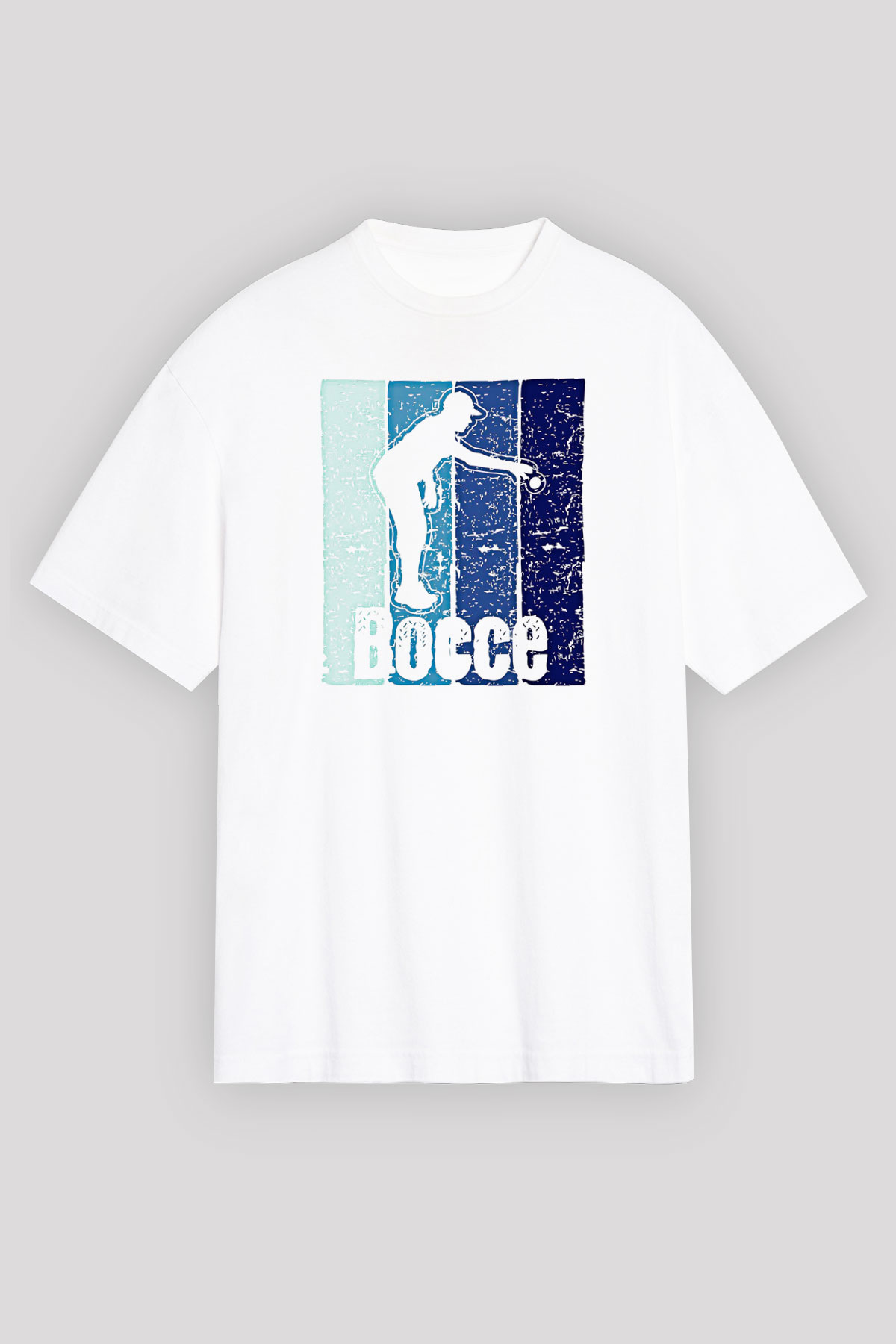 Bocce Baskılı Unisex Beyaz Oversize Tişört - Tshirt