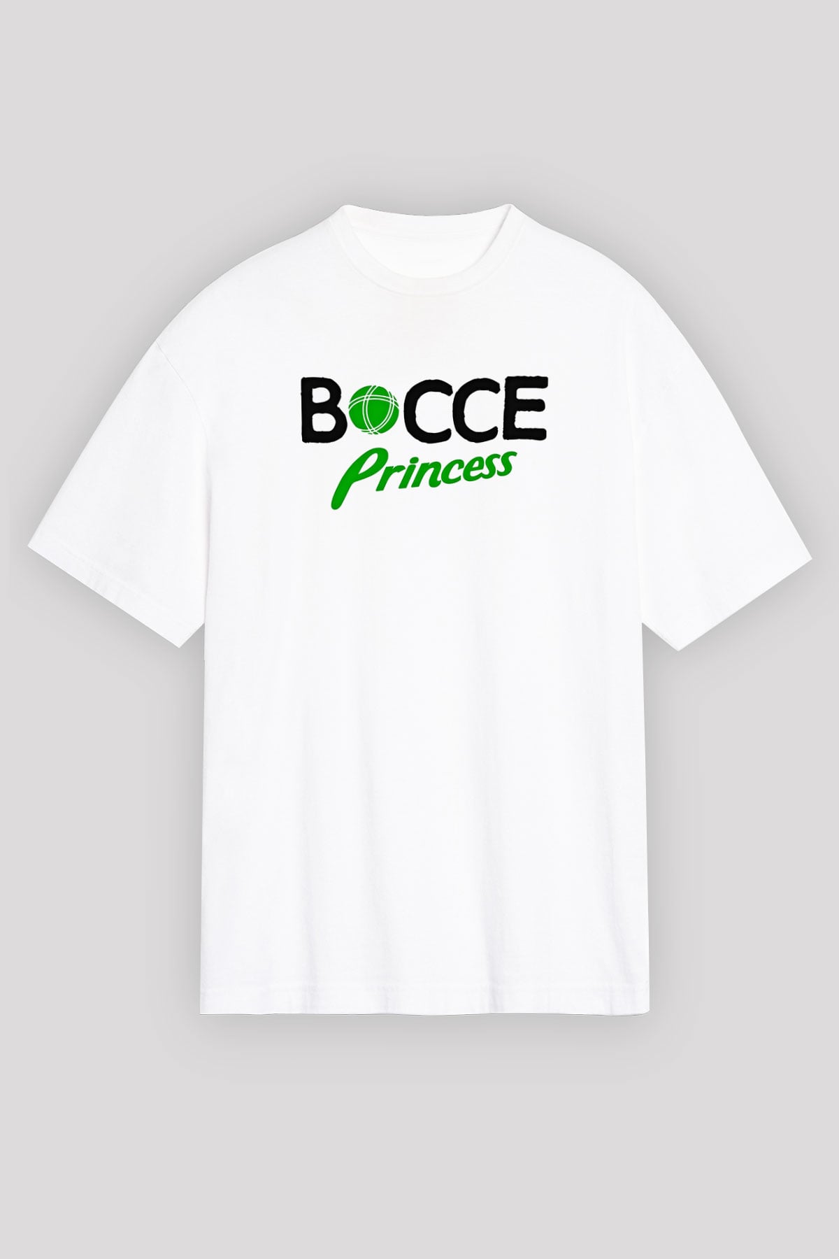 Bocce Baskılı Unisex Beyaz Oversize Tişört - Tshirt