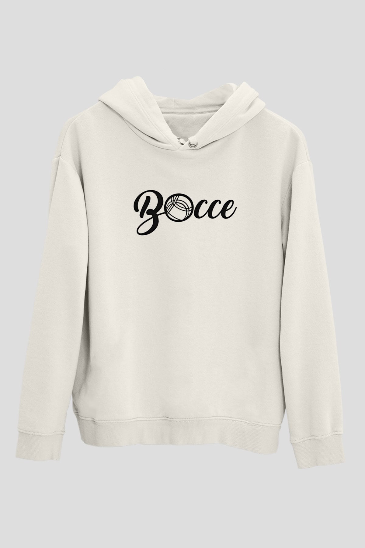Bocce Baskılı Unisex Ekru Hoodie