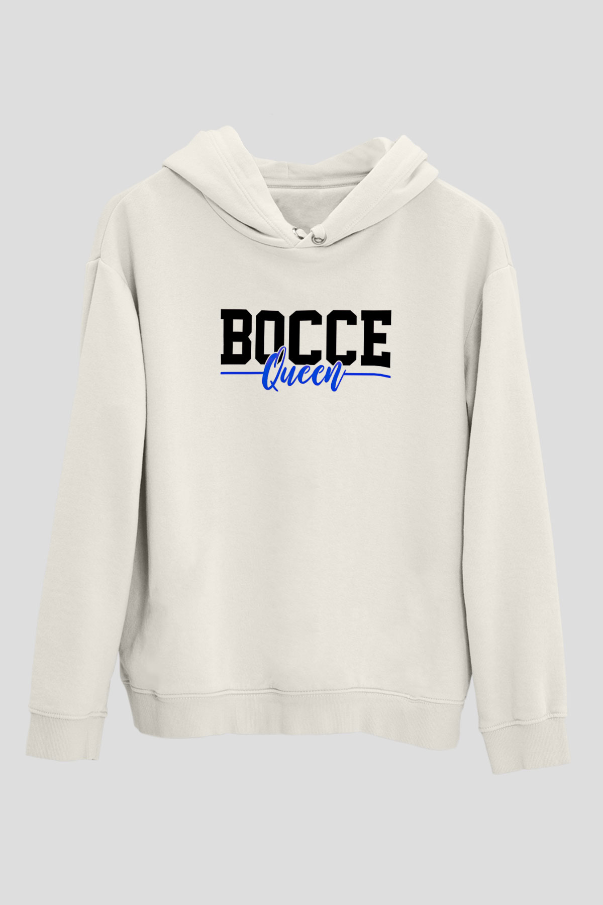 Bocce Baskılı Unisex Ekru Hoodie