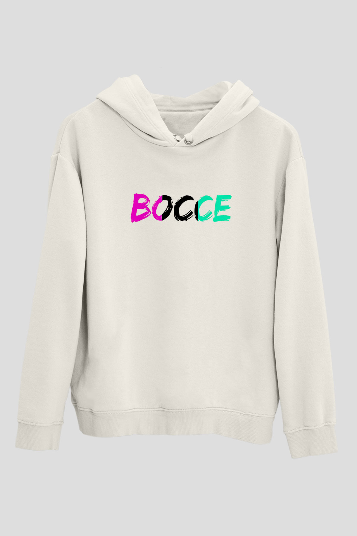 Bocce Baskılı Unisex Ekru Hoodie