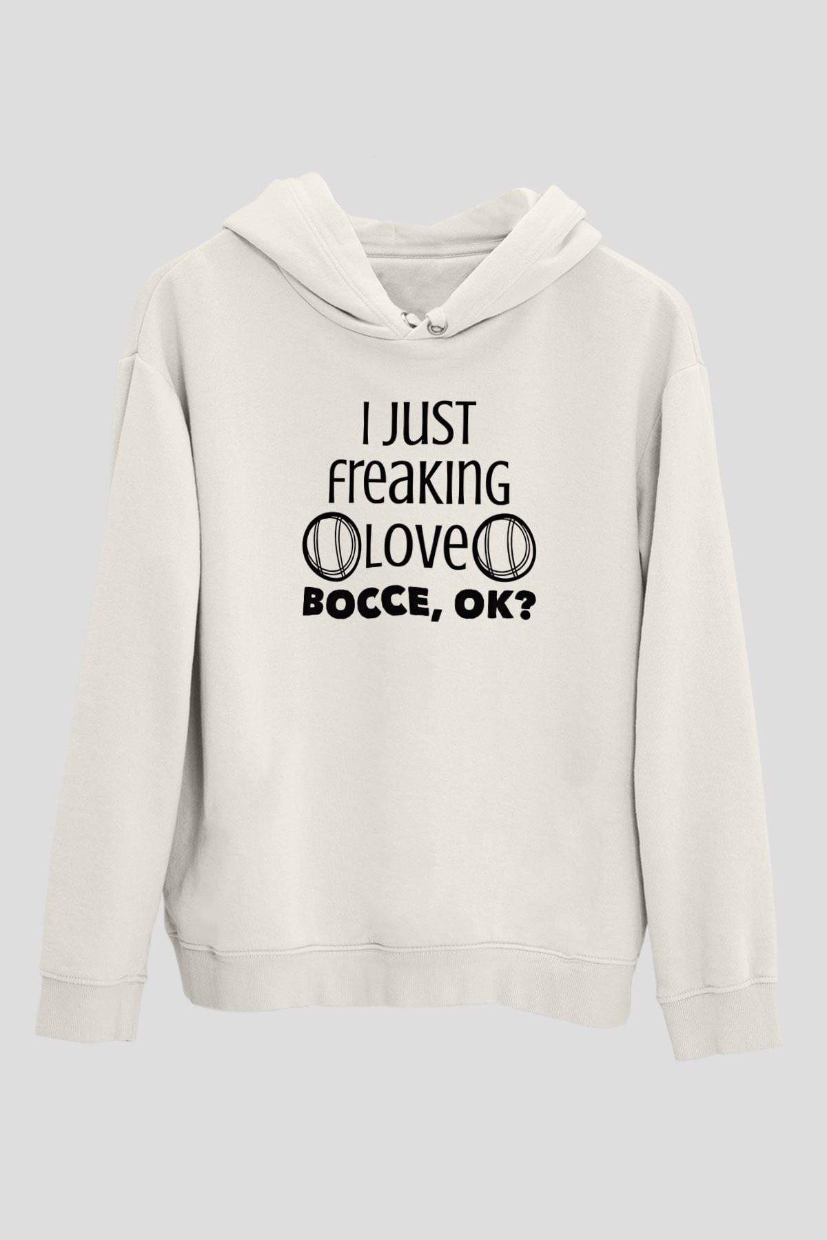 Bocce Baskılı Unisex Ekru Hoodie